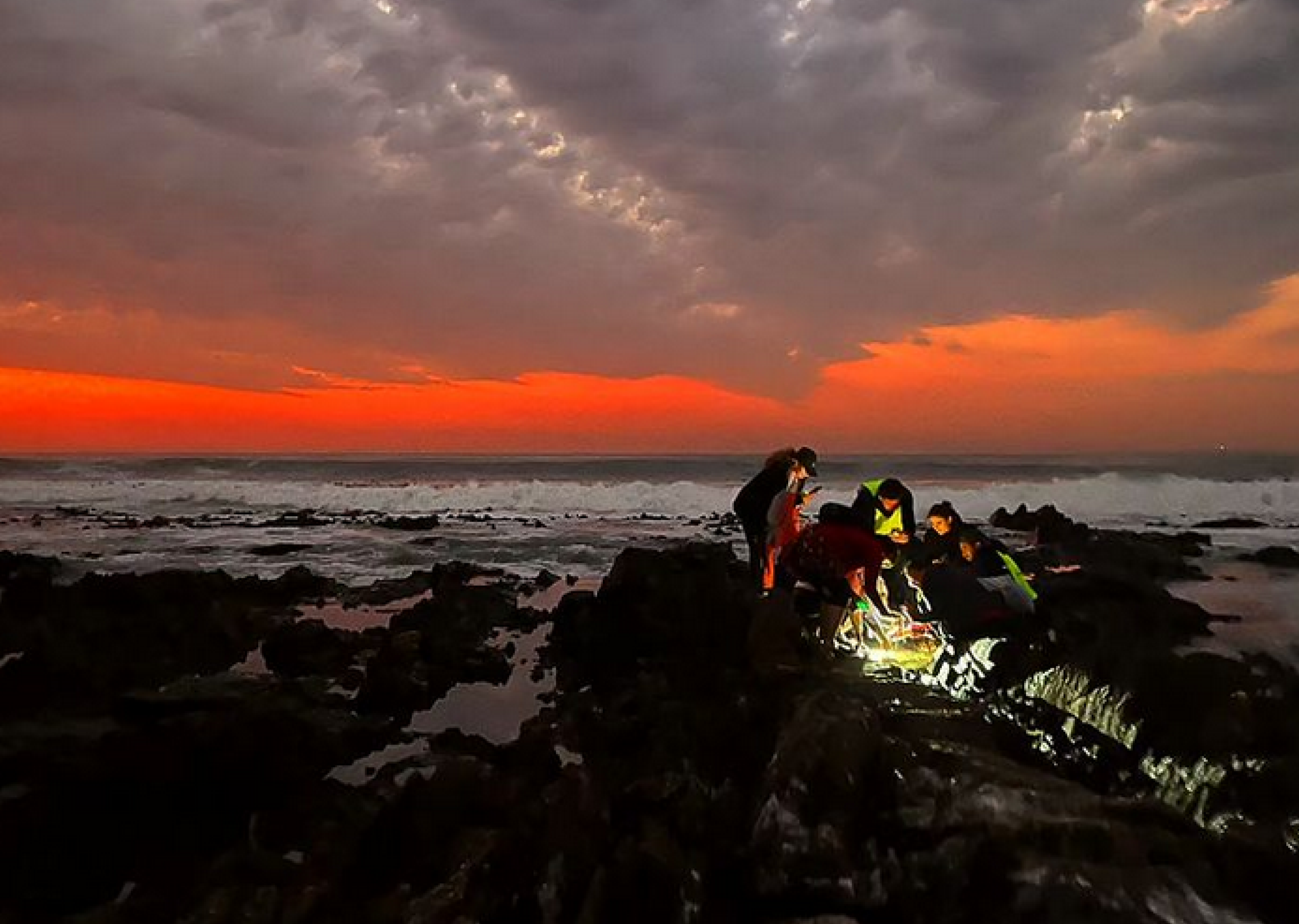 Night walk at the shoreline