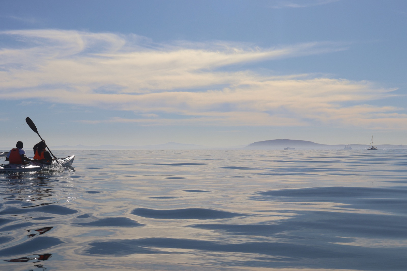 Young learners kayaking off Cape Town during Paddle Our Community